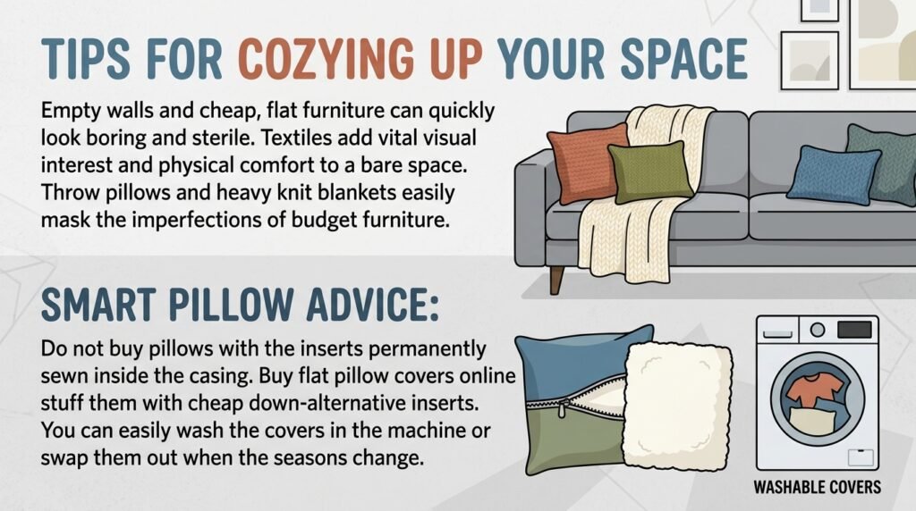 affordable living room decor with thrifted items and DIY touches